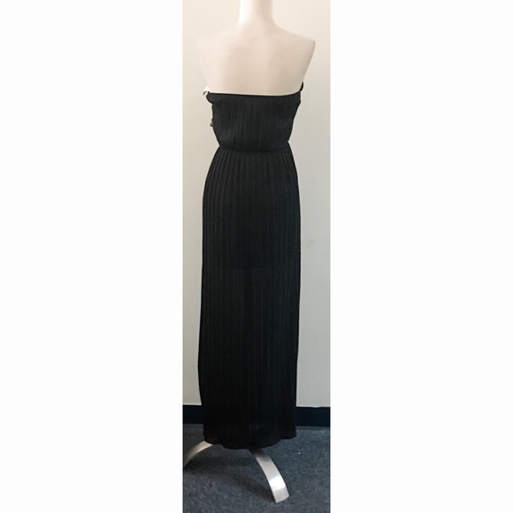 Stretch Strapless Dress with Gold Waist Detail - Picture 3 of 5